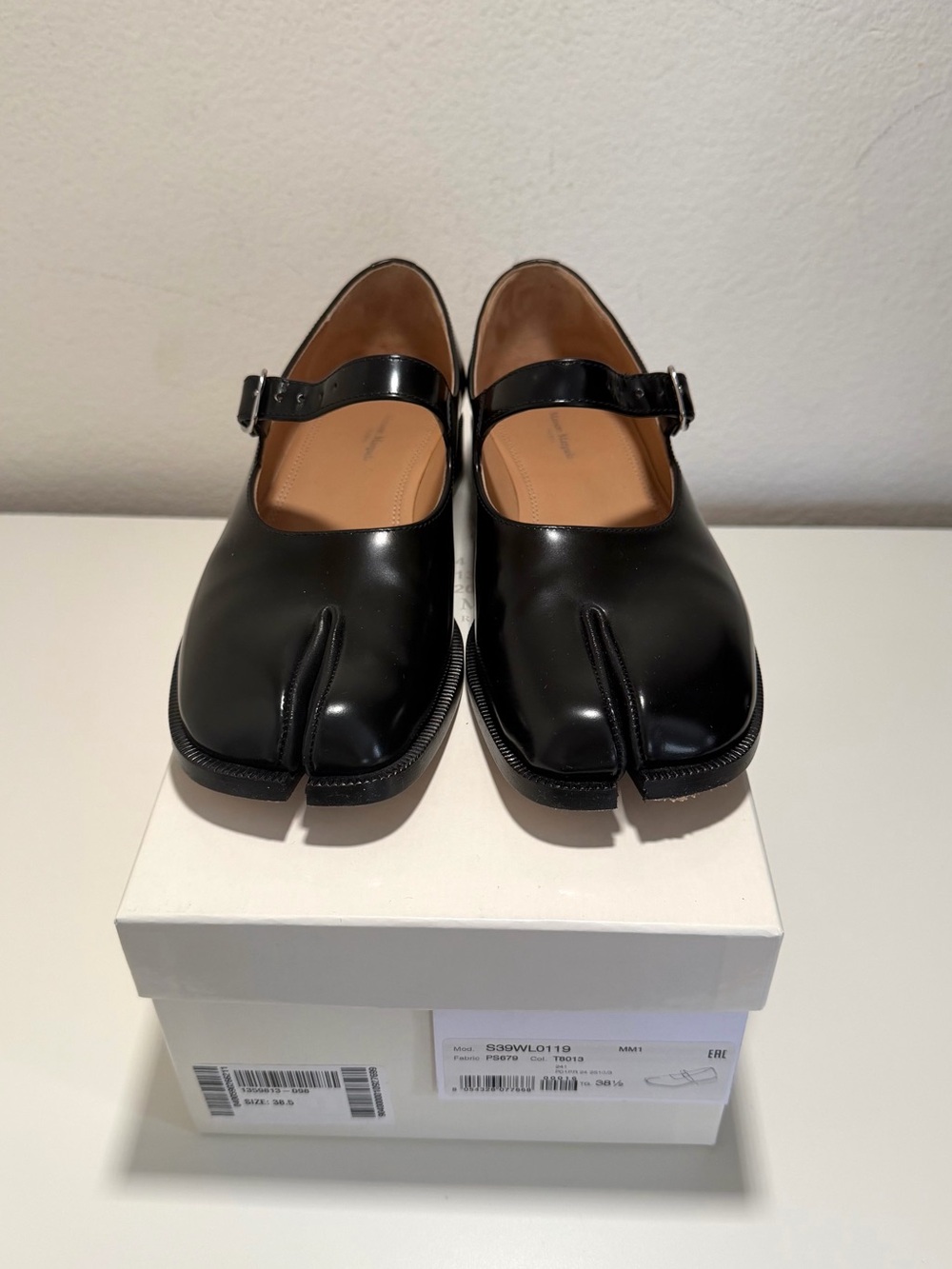 Maison Margiela Black Leather Tabi Mary Janes Shoes
